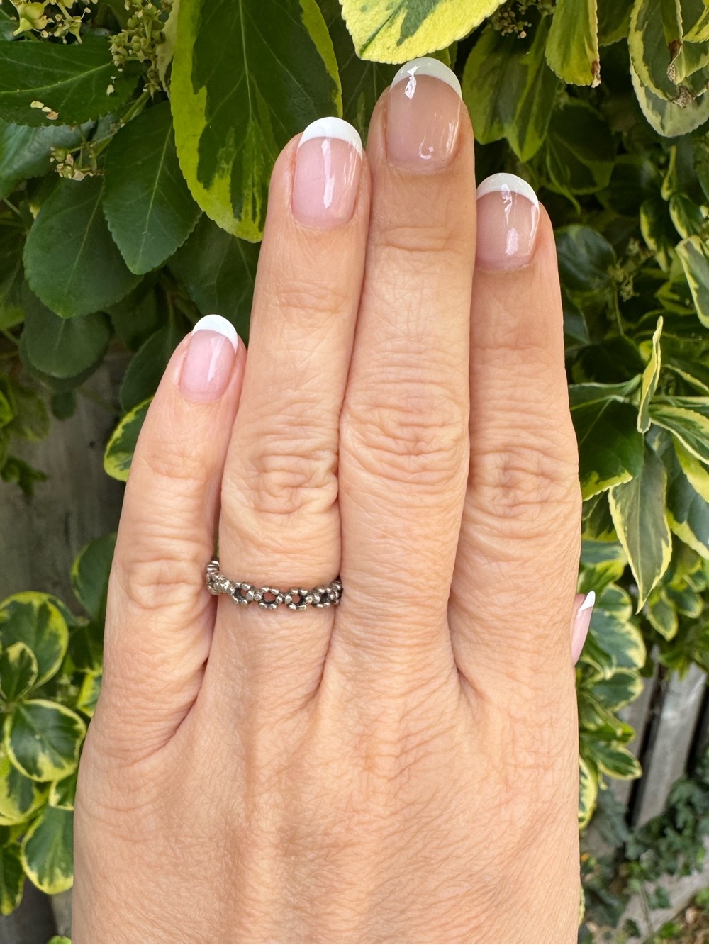 Sterling Silver Band Ring Brutalist Beaded Dainty size 6.5
